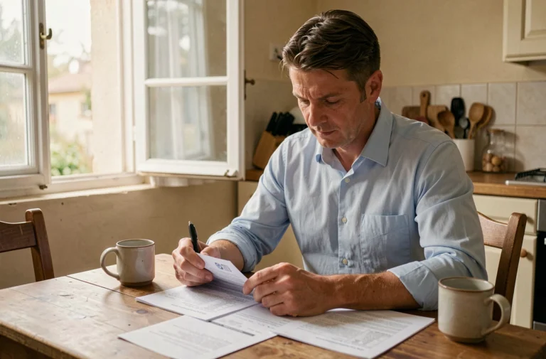 Homme consultant des documents administratifs pour immatriculer un mobil-home en France